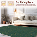 Emerald Gold Leaf Line Art Rug