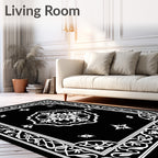 Elegant White Floral Scrollwork Rug