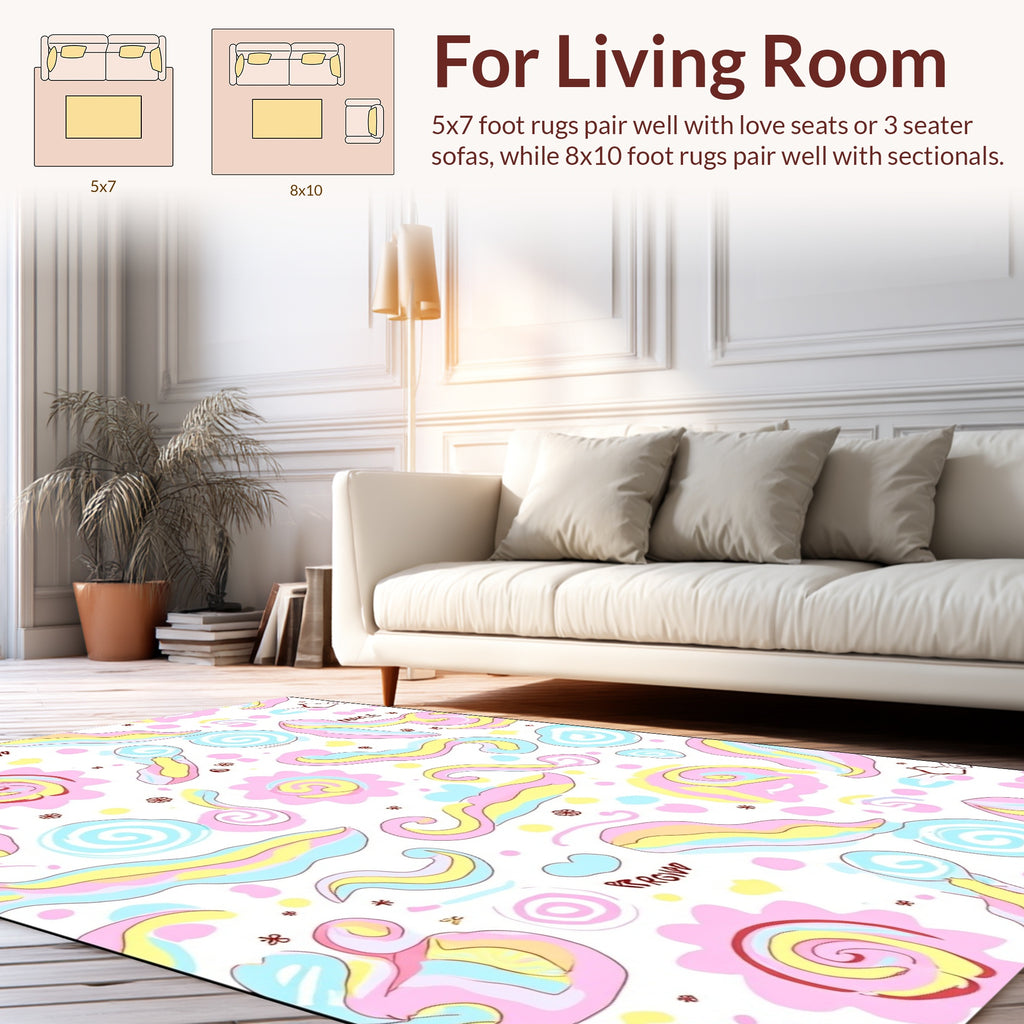 Scribble Swirl Pastel Abstract Rug