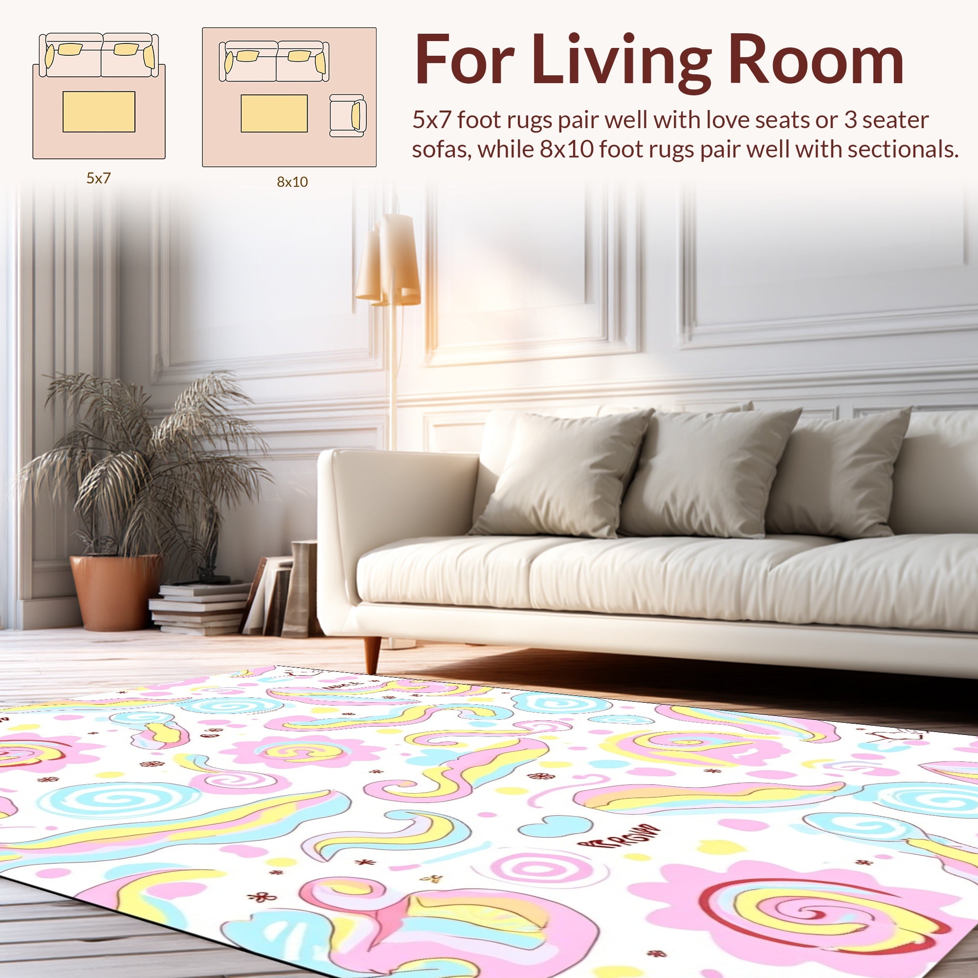 Scribble Swirl Pastel Abstract Rug