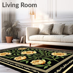Yellow Floral Vine Pattern Rug
