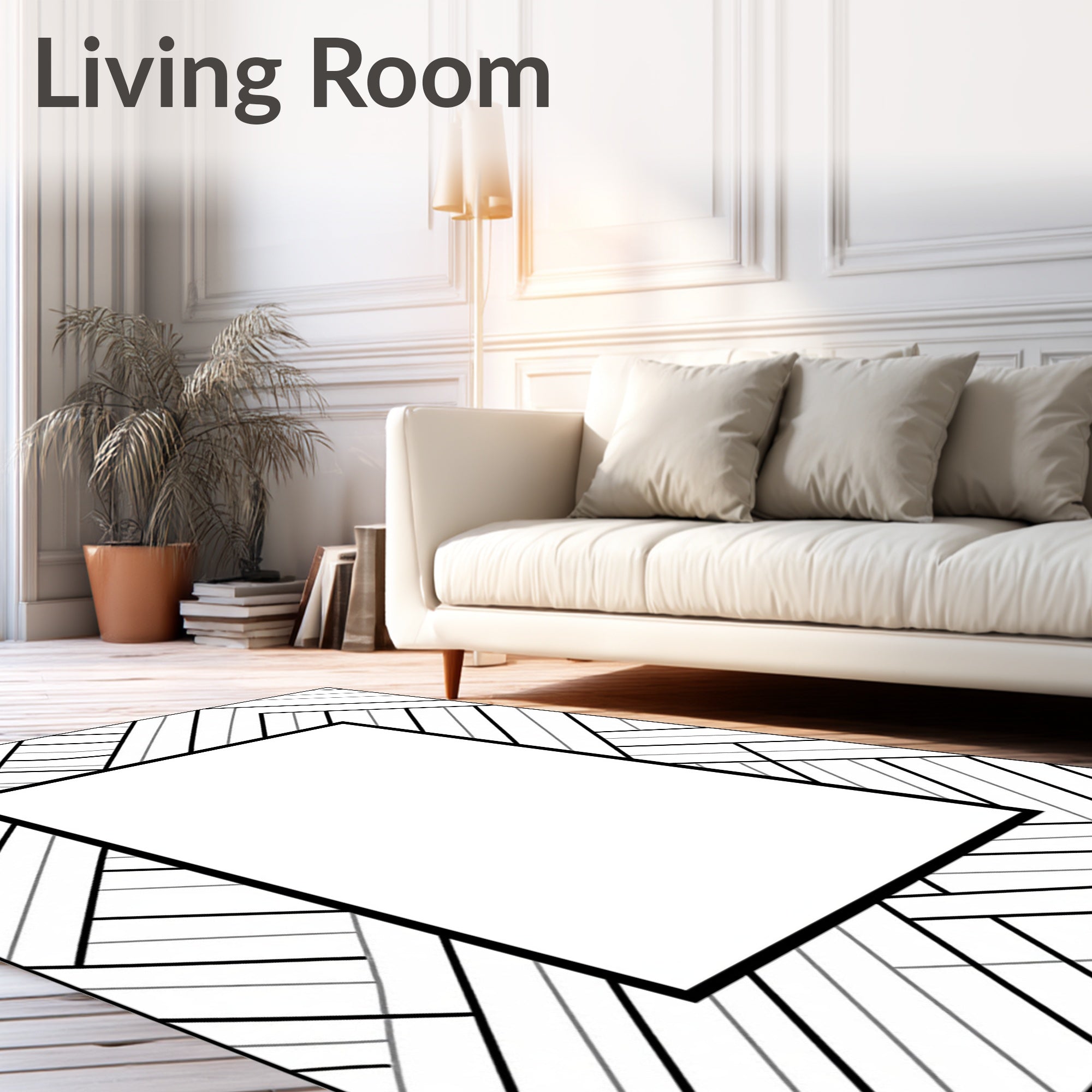 Monochromatic Geometric Herringbone Pattern Rug