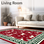 Festive Reindeer Snowflake Pattern Rug