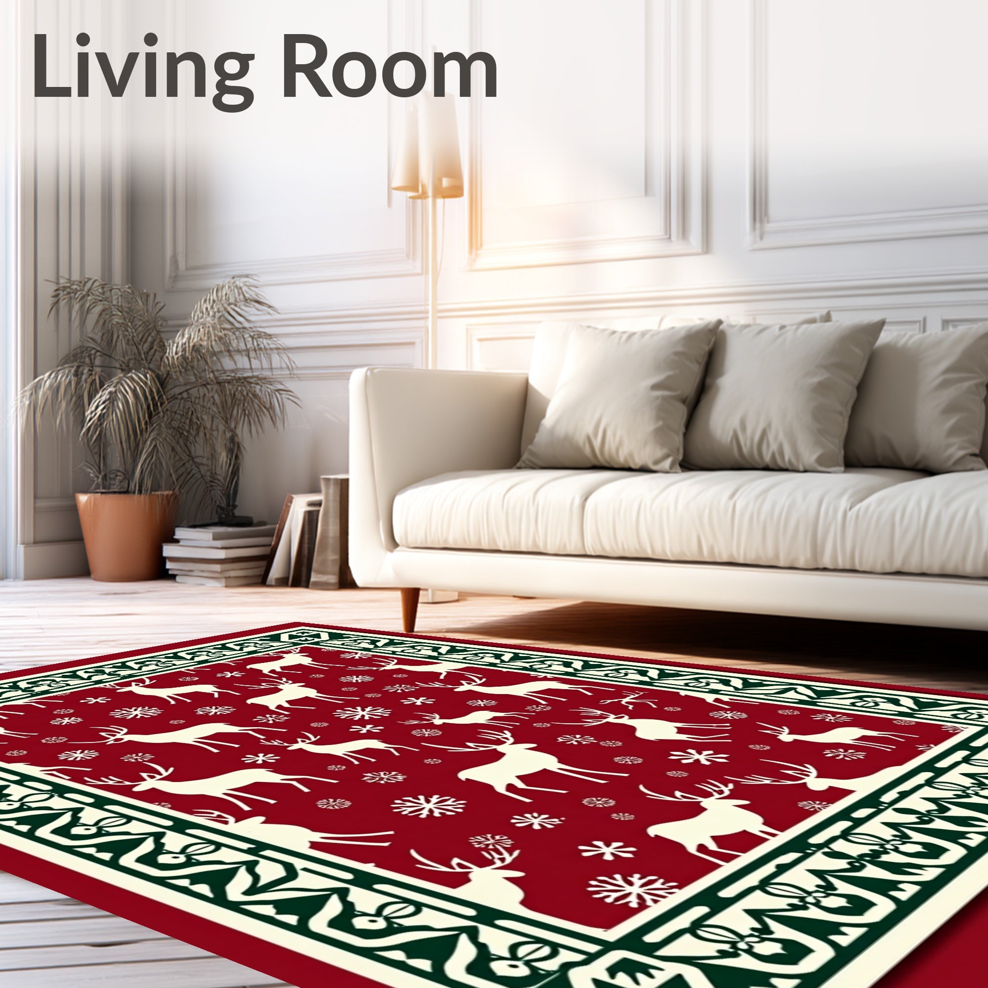 Festive Reindeer Snowflake Pattern Rug