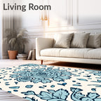 Floral Blue Sketch Style Rug