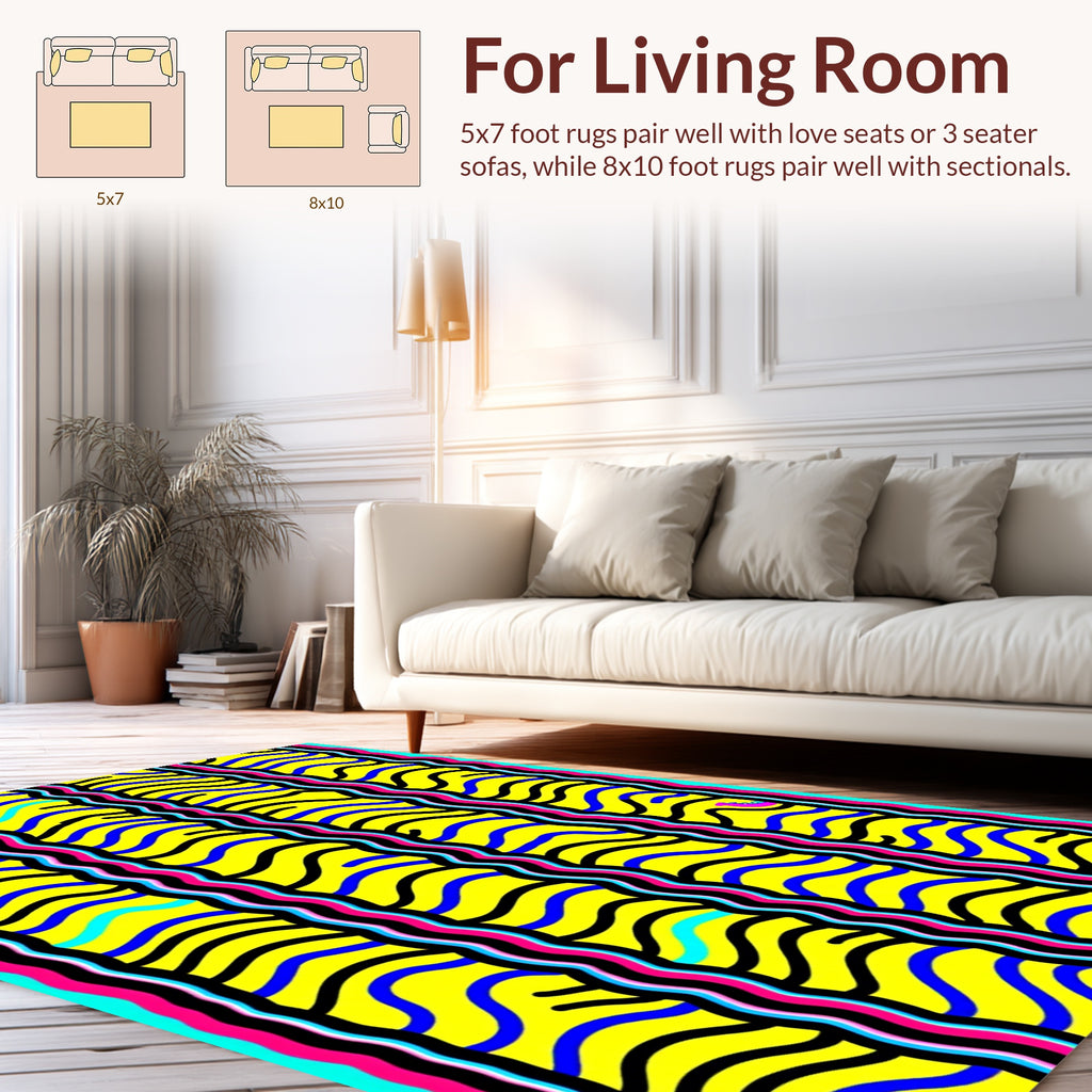 Vibrant Wavy Stripe Pattern Design Rug