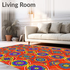 Vibrant Red Floral Medallion Pattern Rug