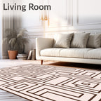 Geometric Maze Brown Beige Rug