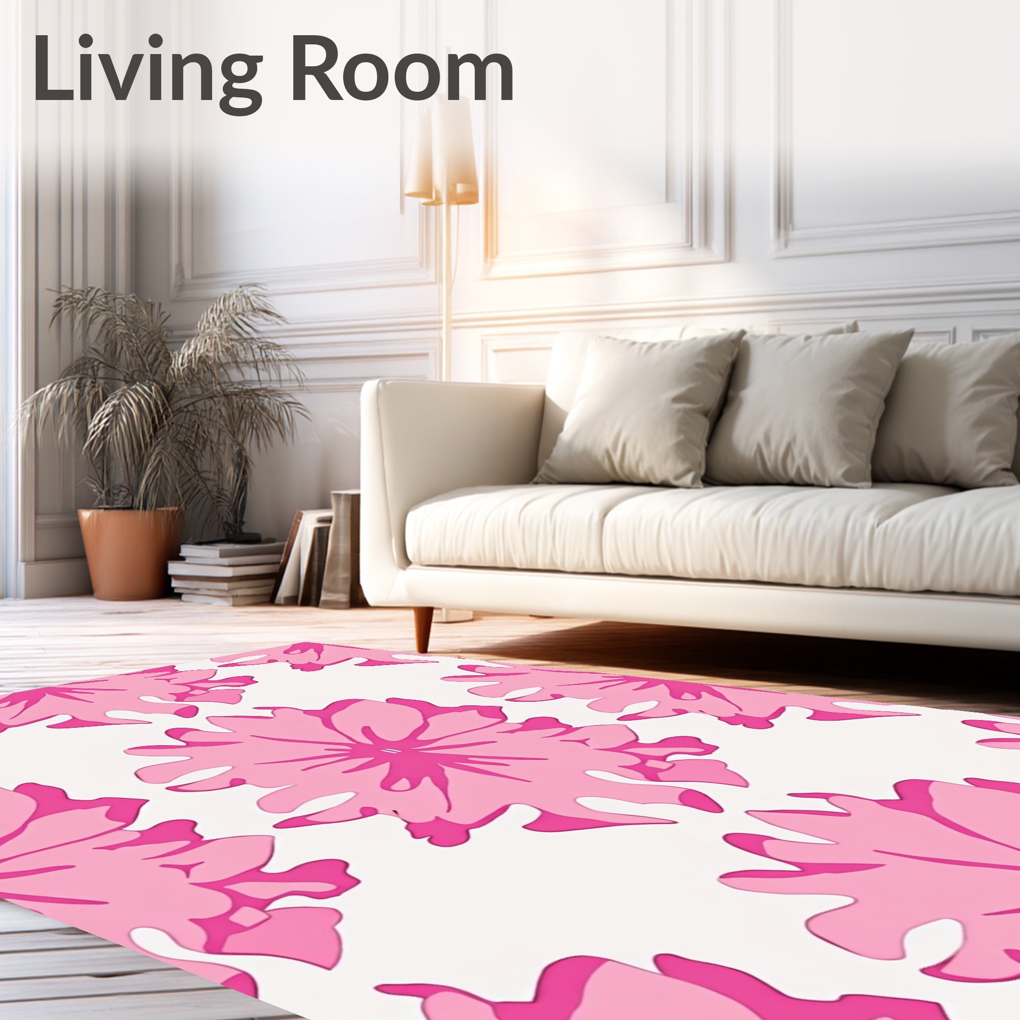 Pink Floral Burst Pattern Rug
