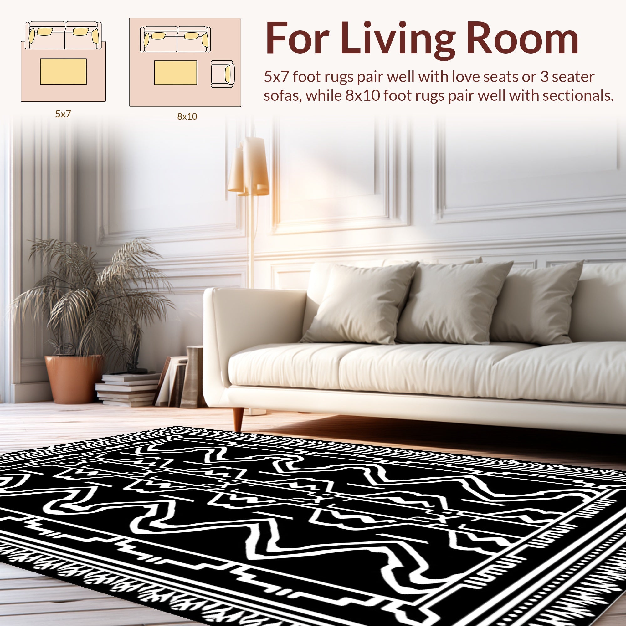 Bold Black And White Abstract Design Rug