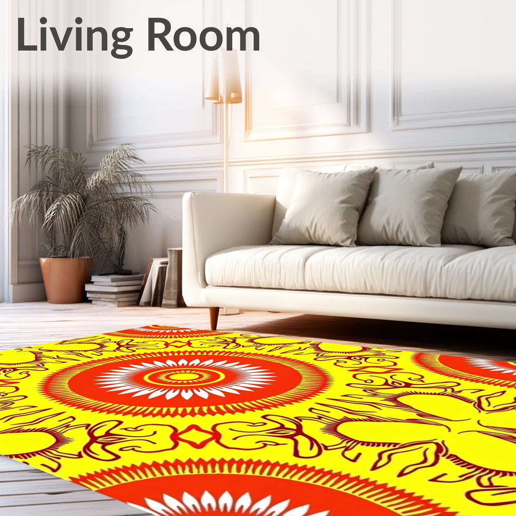 Radiant Sunburst Mandala Pattern Design Rug