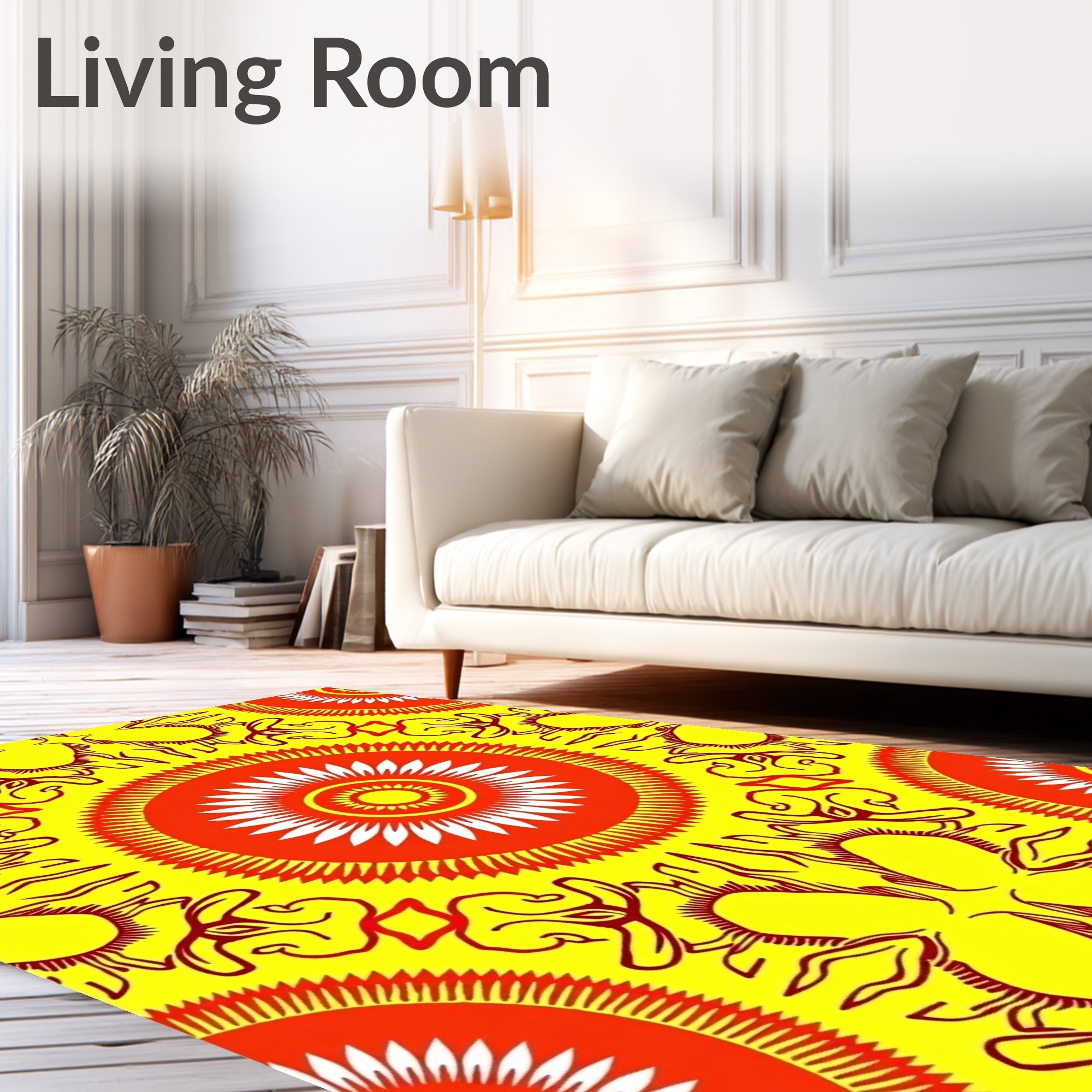 Radiant Sunburst Mandala Pattern Design Rug