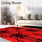 Bold Red Plaid Geometric Star Rug
