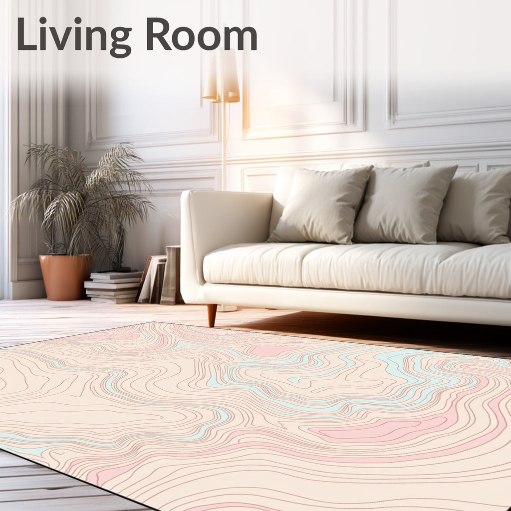 Pastel Topographic Contour Waves Rug