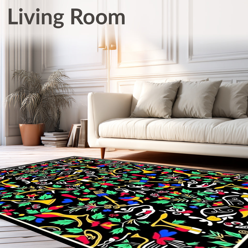 Vibrant Floral Trumpet Motif Rug