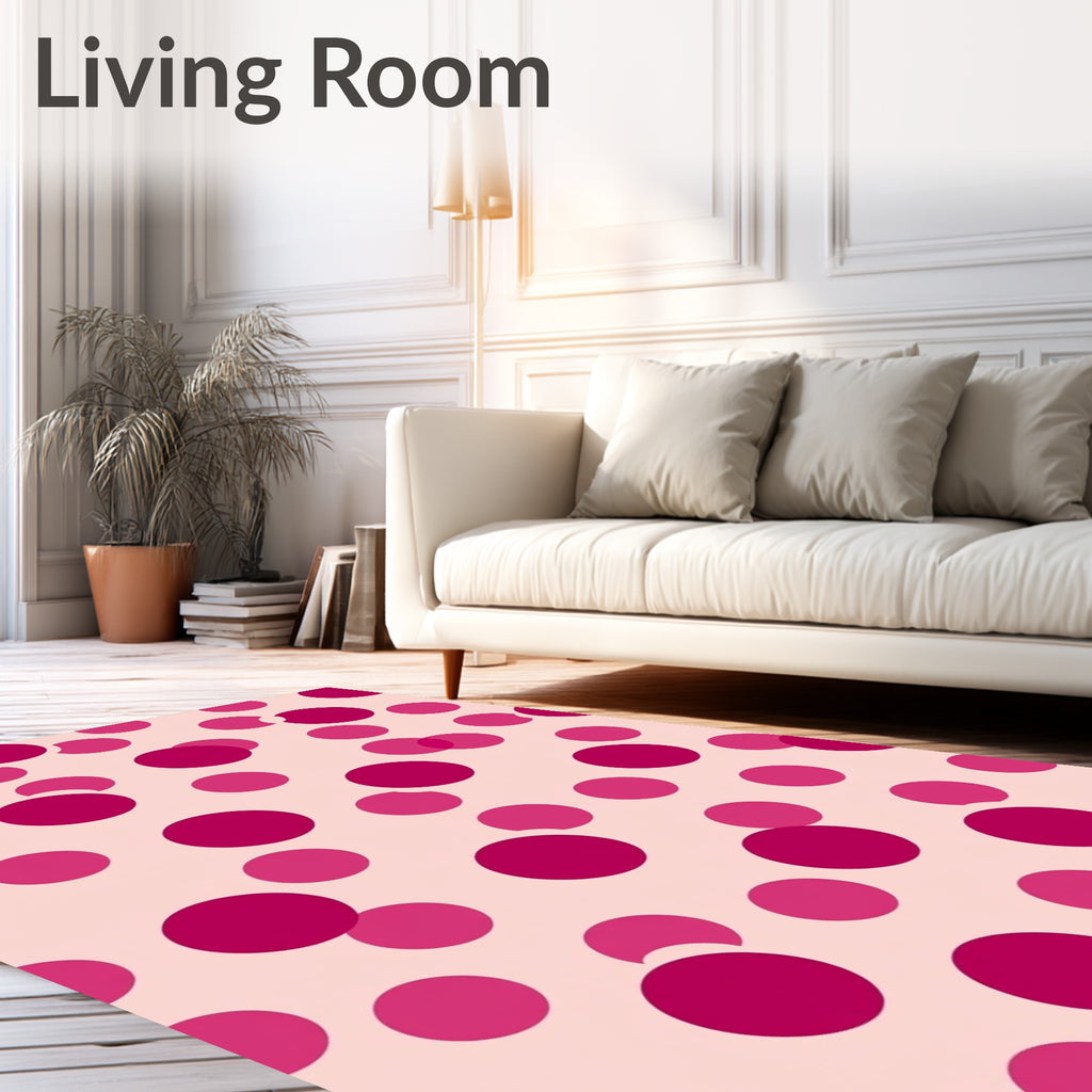 Playful Pink Polka Dot Design Rug