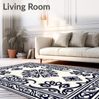 Ornate Floral Scrollwork Pattern Rug