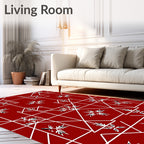 Red Geometric Floral Design Rug