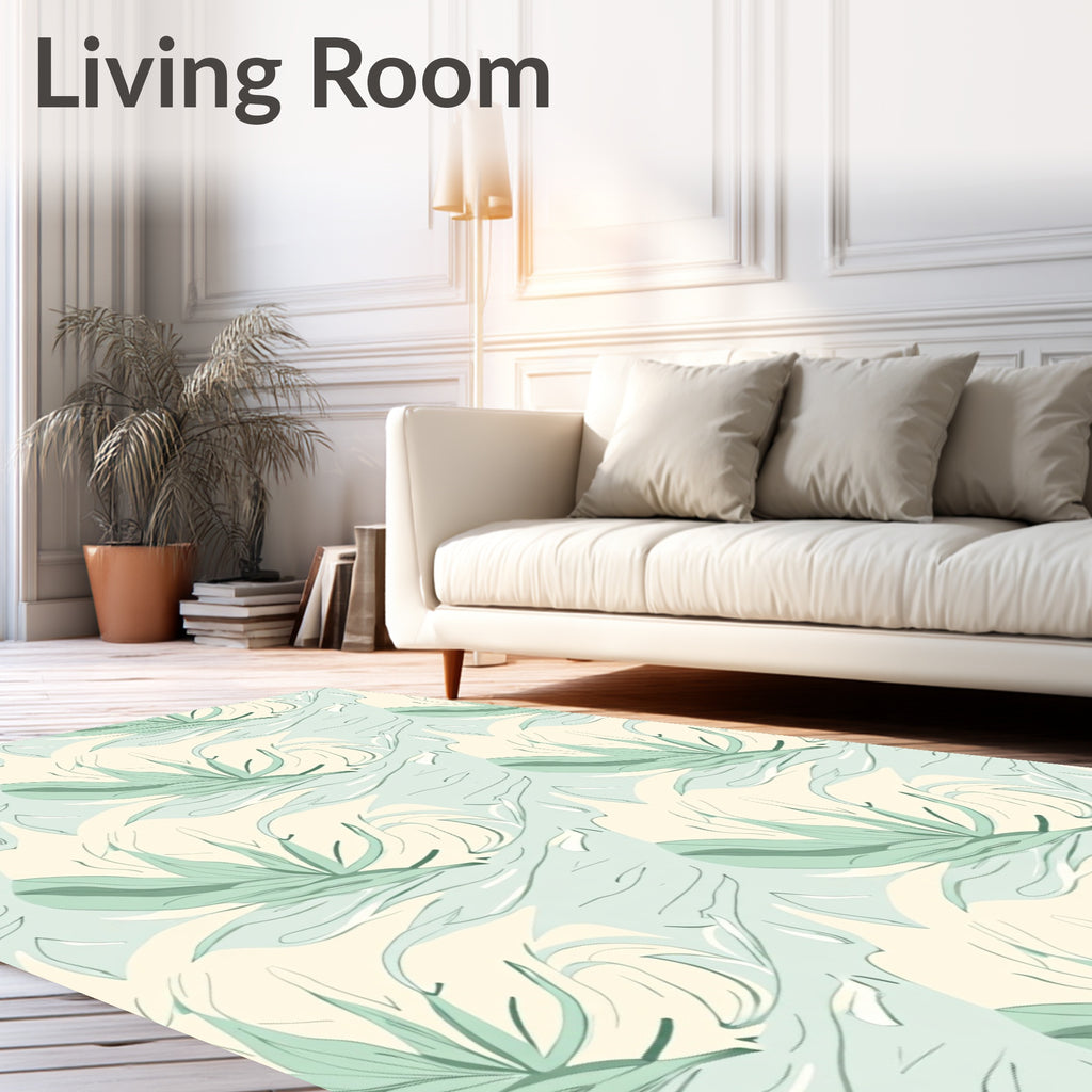 Abstract Pastel Tropical Leaves Pattern Rug
