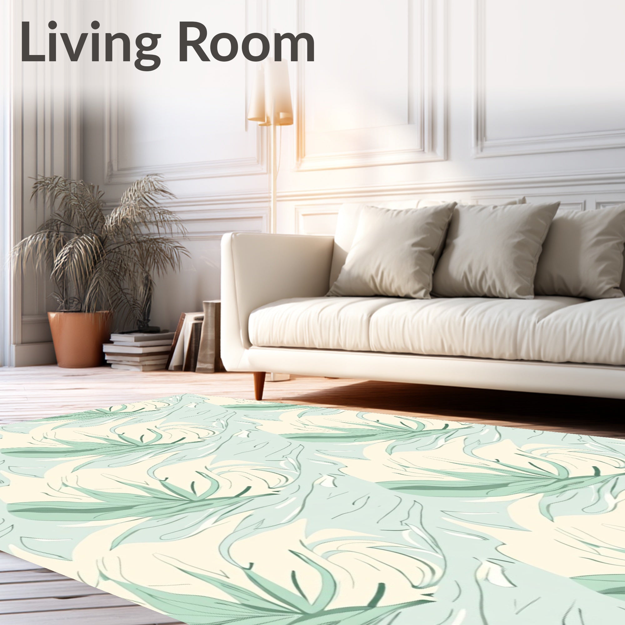 Abstract Pastel Tropical Leaves Pattern Rug