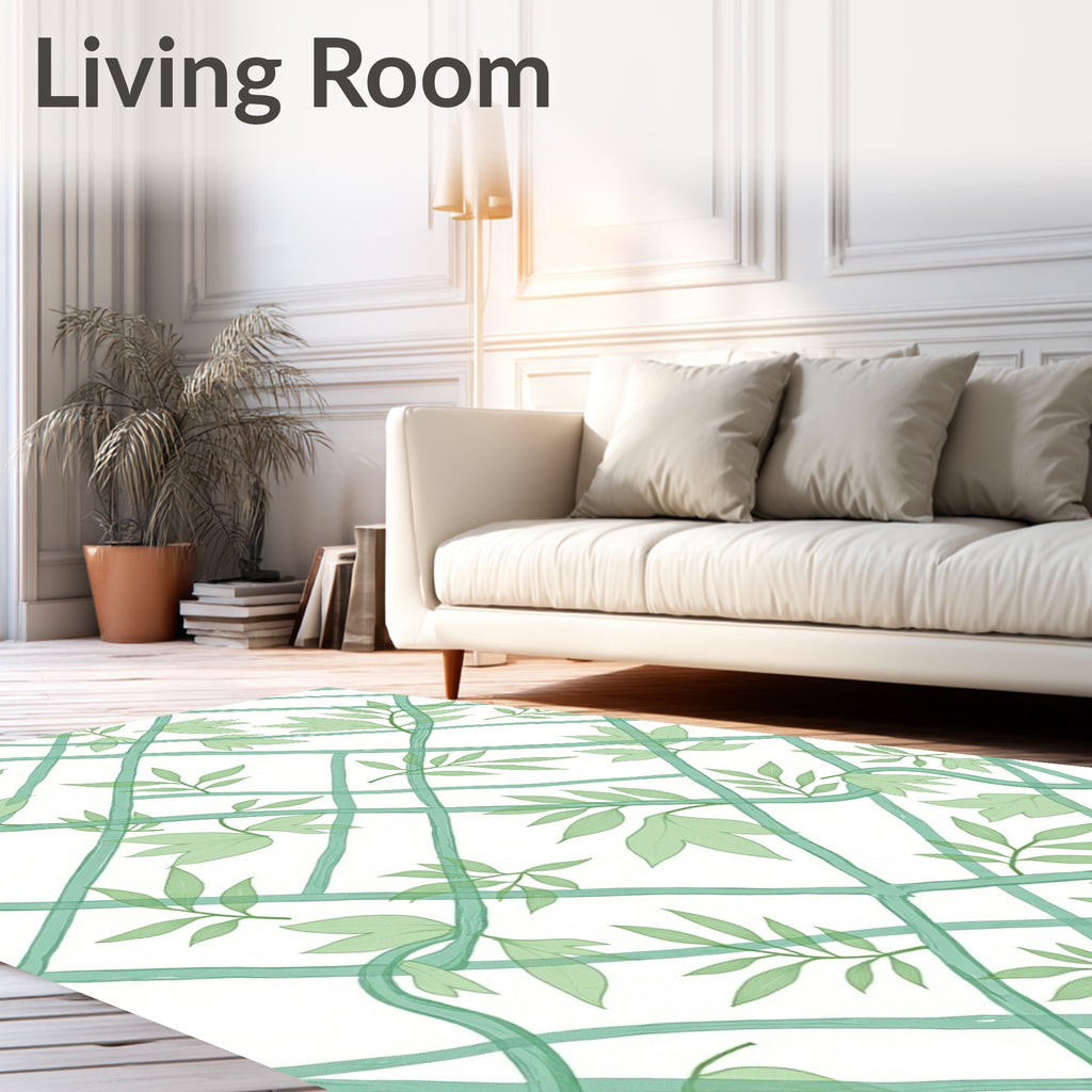 Green Vine Trellis Pattern Rug