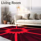 Radiant Sunburst Spiky Red Pattern Rug