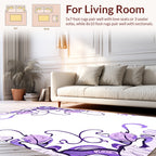 Abstract Purple Swirls Leaf Pattern Rug