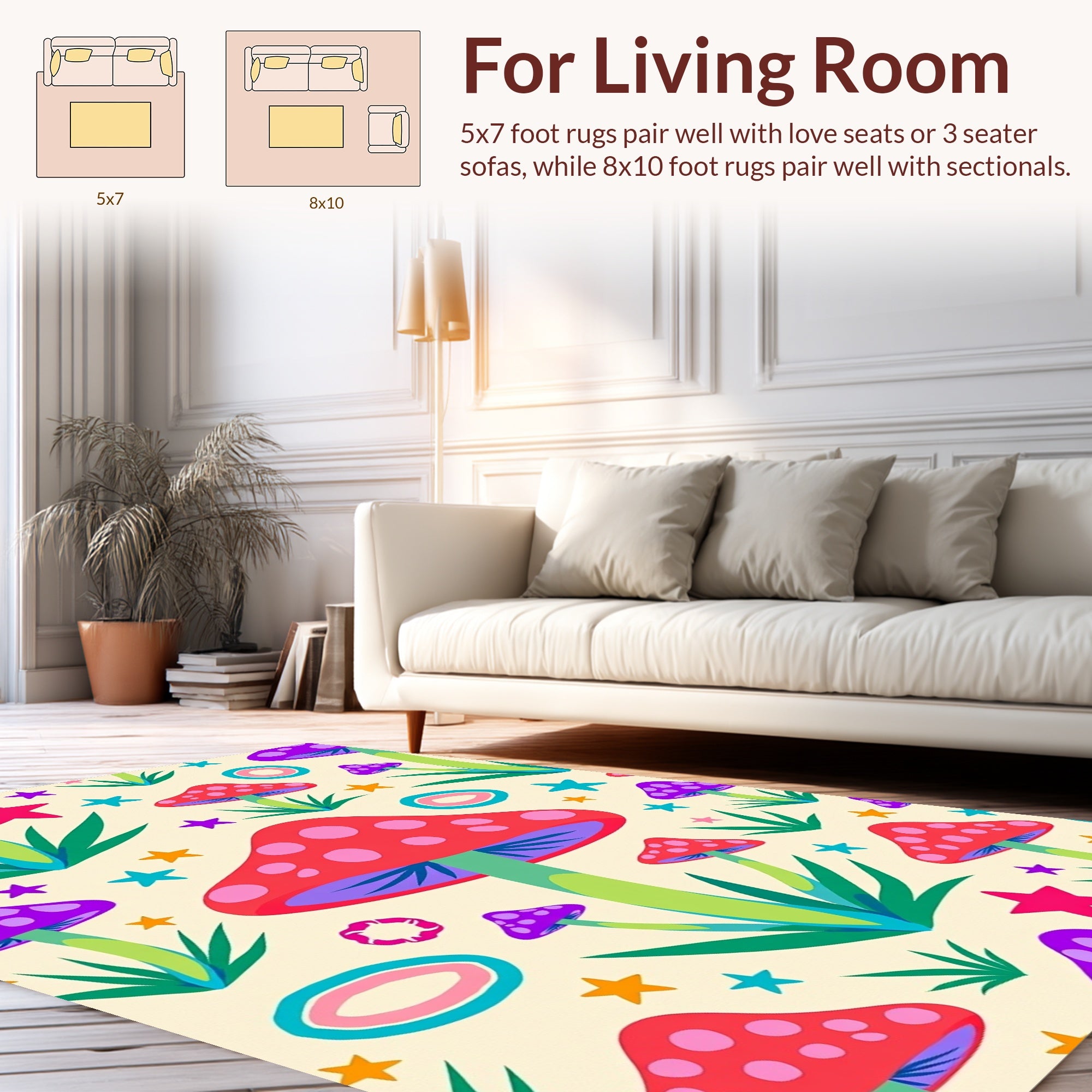 Psychedelic Mushroom Star Pattern Design Rug