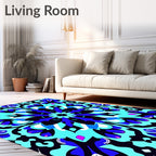 Bold Blue Floral Medallion Design Rug