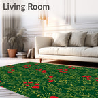 Emerald Green Berry Branch Whimsical Rug