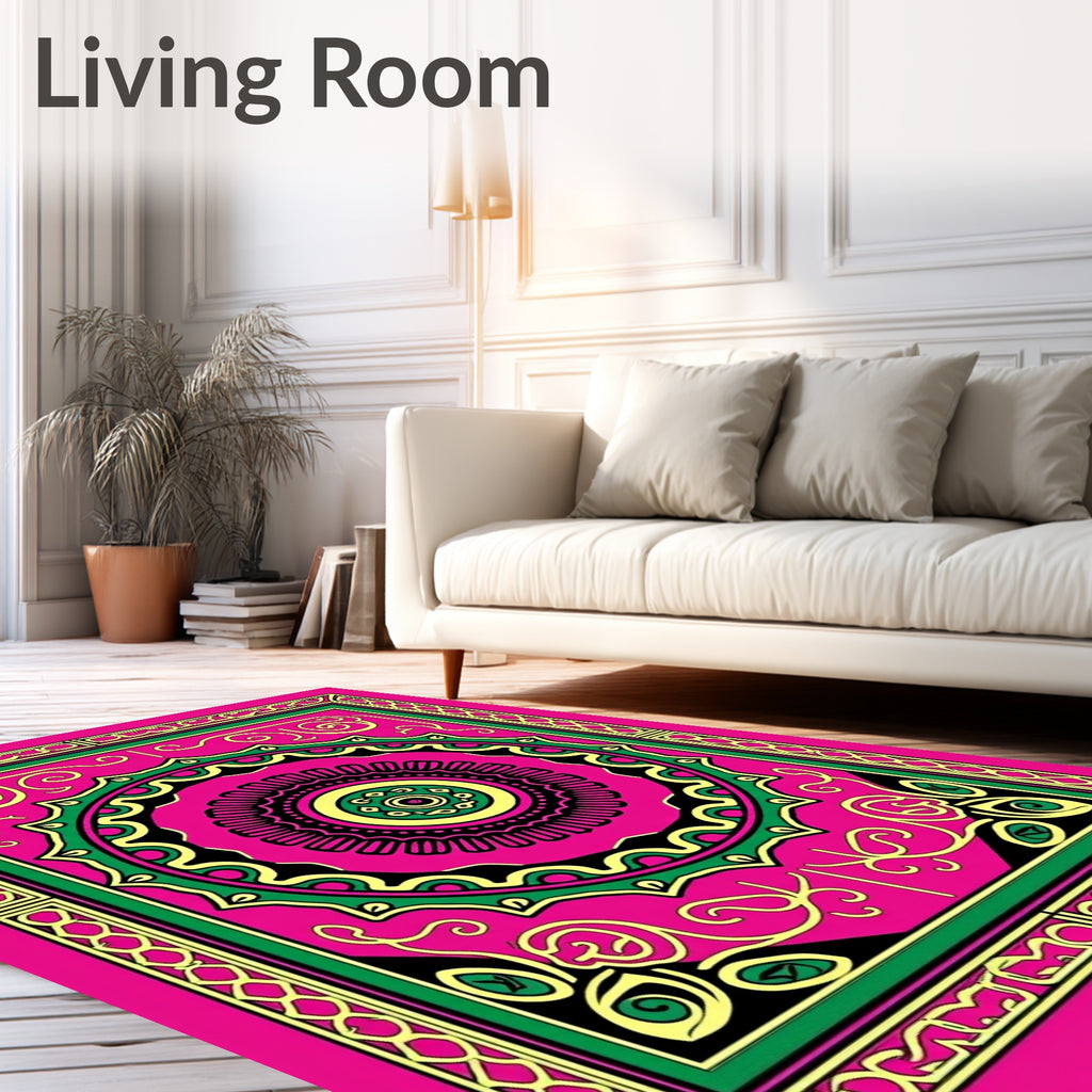 Bold Geometric Mandala Floral Design Rug