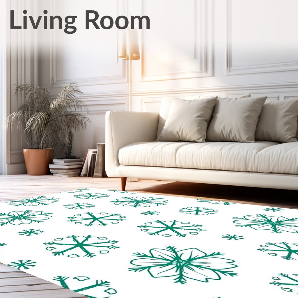 Green Snowflake Pattern with 2 Sizes Rug