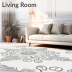 Ornate Scrollwork Floral Pattern Rug