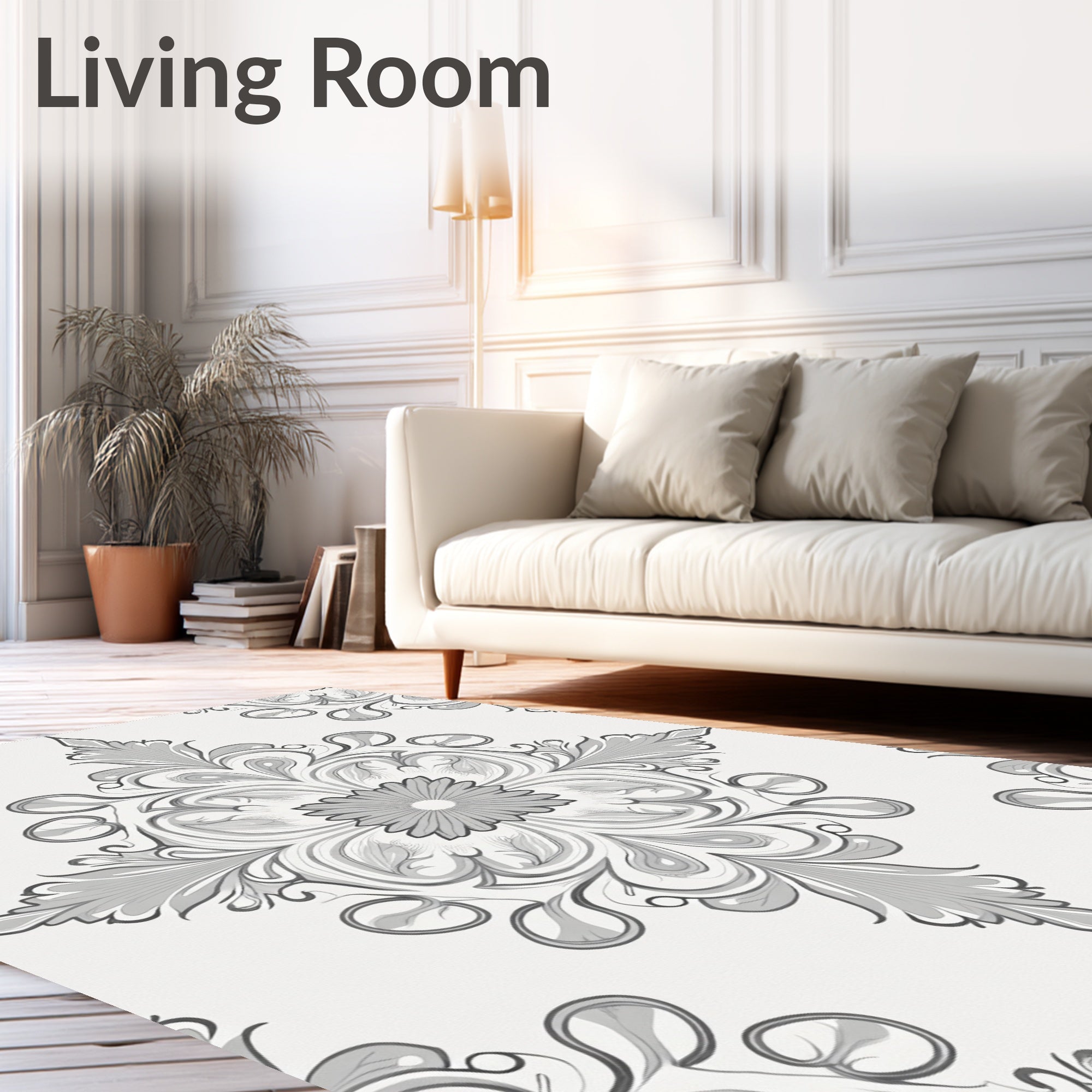 Ornate Scrollwork Floral Pattern Rug