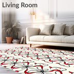Art Nouveau Red Swirl Floral Pattern Rug