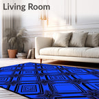 Bold Blue Geometric Diamond Design Rug