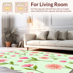 Pink White Floral Spring Pattern Rug