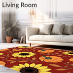 Autumnal Pumpkin Sunflower Pattern Rug