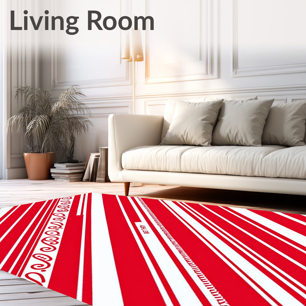 Red White Swirl Candy Cane Stripes Rug