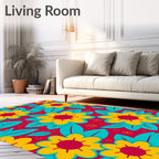 Bold Retro Floral Pattern Rug