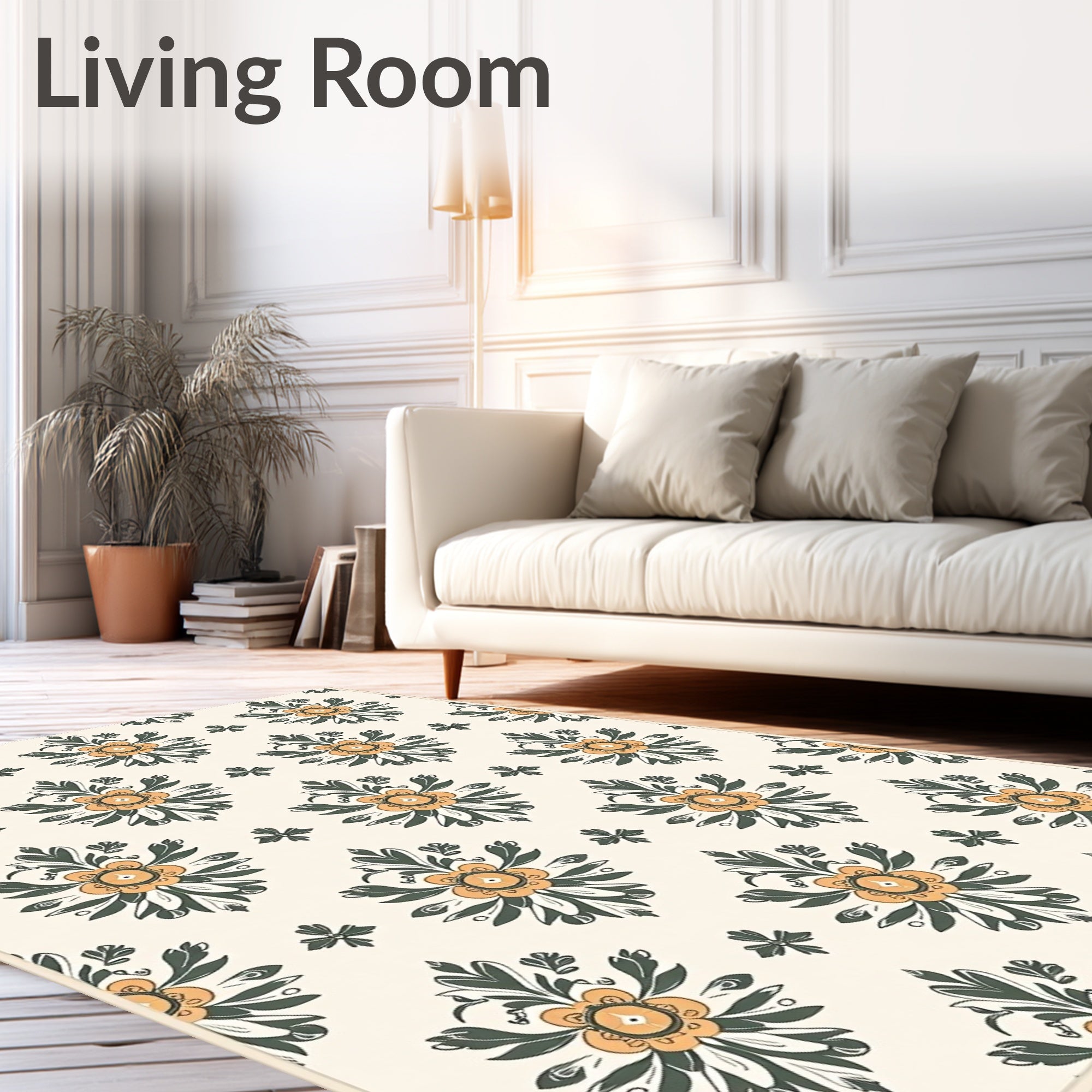 Floral Damask Style with 2 Colors Rug