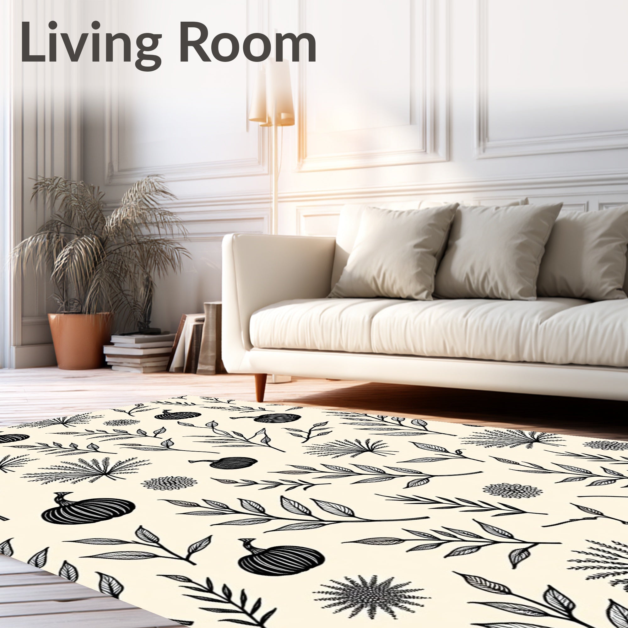 Autumn Pumpkin Leaf Floral Pattern Rug