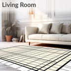 Simple Cream Grid Geometric Rug