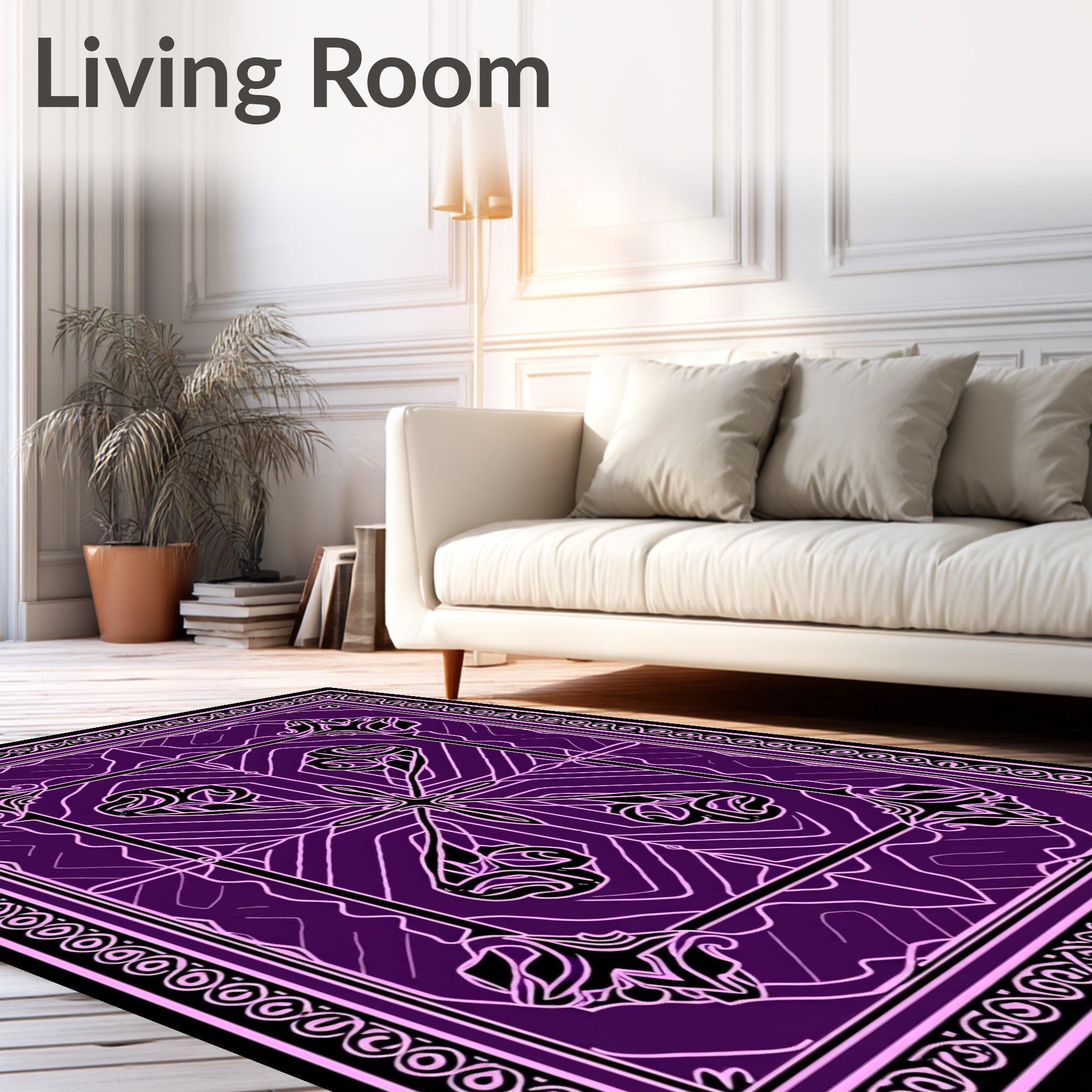 Abstract Floral Geometric Pattern Rug
