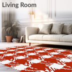 Red White Houndstooth Pattern Rug