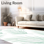 Light Green Palm Leaf Pattern Rug