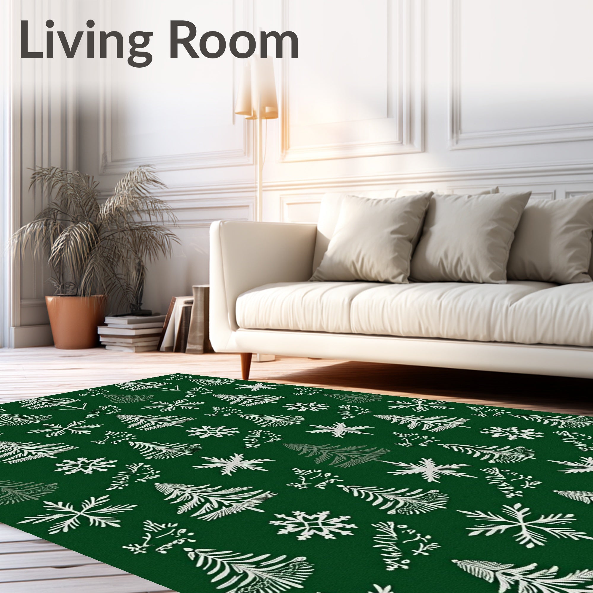 Winter Trees and Snowflakes Pattern Rug