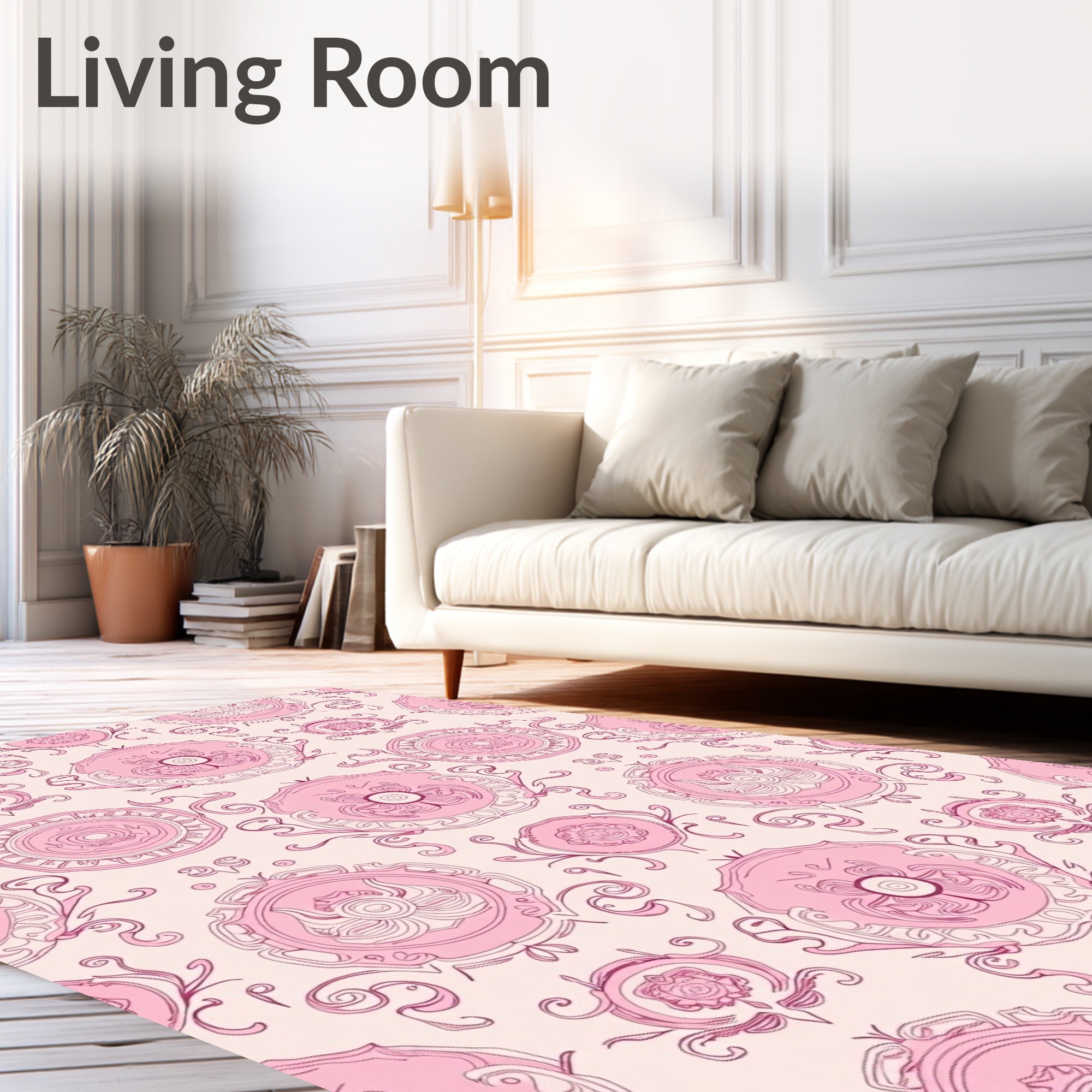 Pink Floral Medallion Pattern Rug