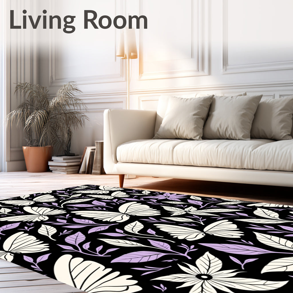 Whimsical Butterfly and Leaf Pattern Rug