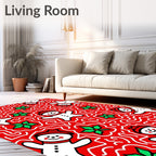 Cute Gingerbread Man Holly Pattern Rug